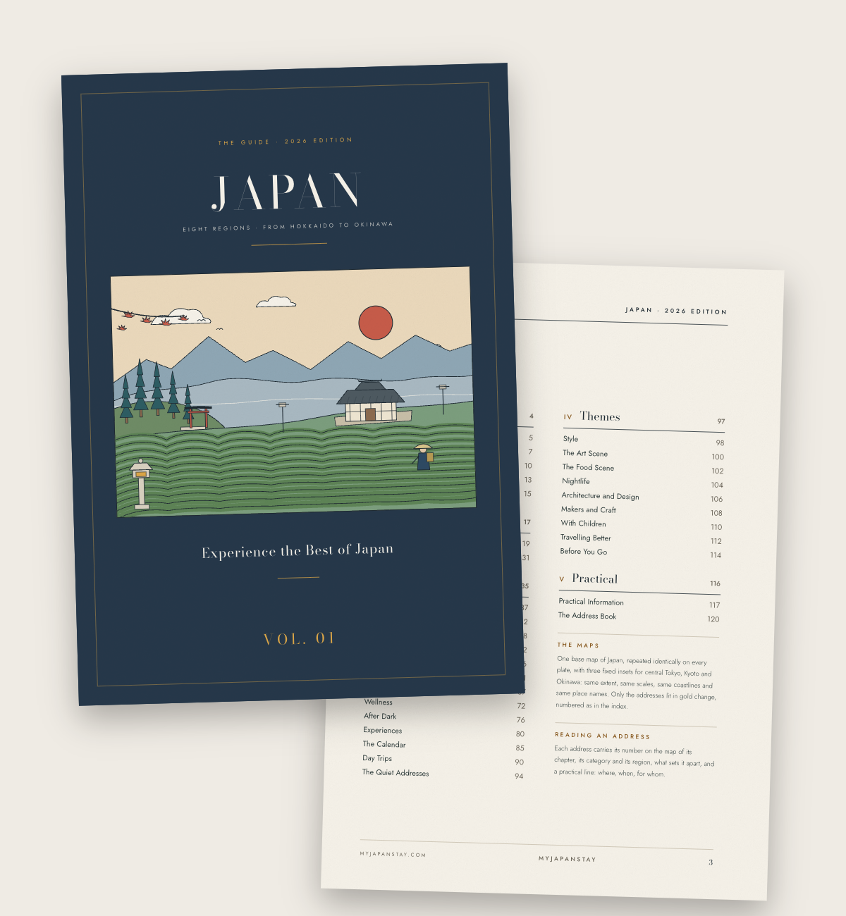 The cover and contents of The Japan Guide, 2026 edition